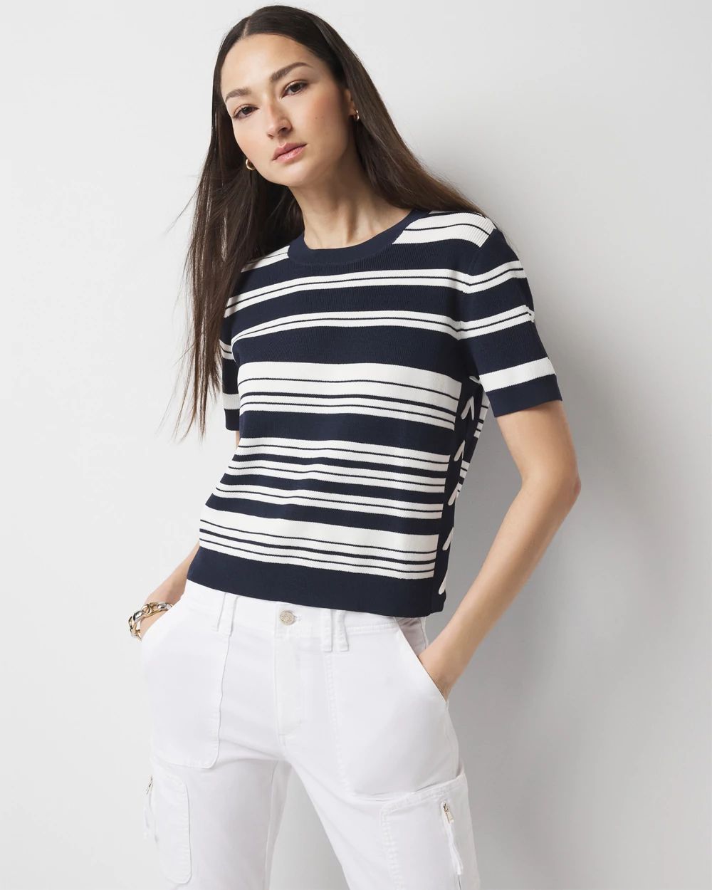 Lace Up Side Sweater Tee | White House Black Market